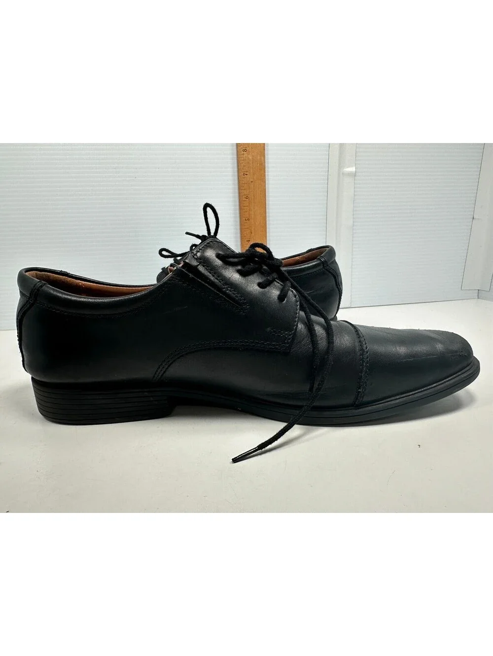 Clarks Collection Tilden Mens Black Leather Cap Toe LaceUp Oxfords 10.5 M